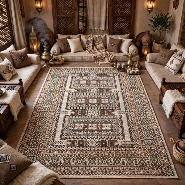 Turkish Bukhara QUADRA Afghani Rug KR67B beige BROWN Size 300*400