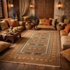 Turkish Bukhara QUADRA Afghani Rug KR67B BROWN TILE Size 100*300