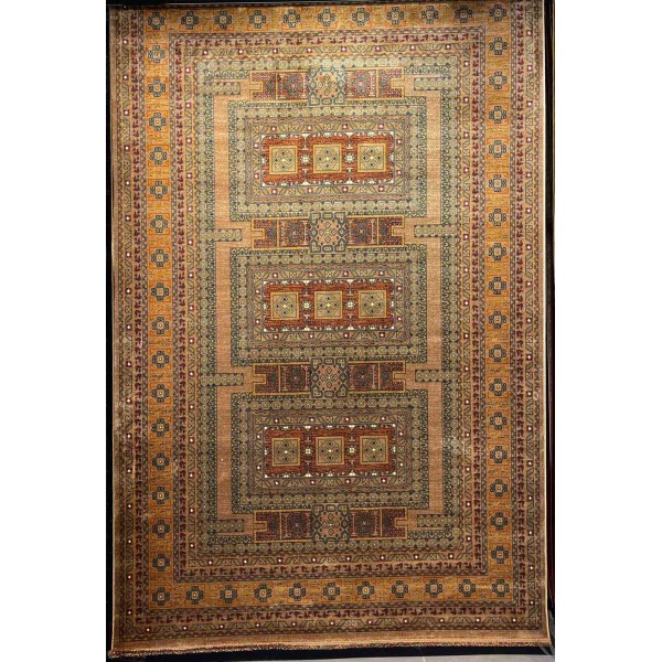 Turkish Bukhara QUADRA Afghani Rug KR67B BROWN TILE Size 100*300