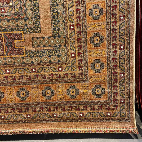Turkish Bukhara QUADRA Afghani Rug KR67B BROWN TILE Size 100*300