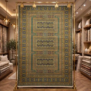 سجاد تركي بخارى كوادر افغاني KR67B اخضر كحلي مقاس 300*500