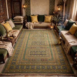 سجاد تركي بخارى كوادر افغاني KR67B اخضر كحلي مقاس 300*500