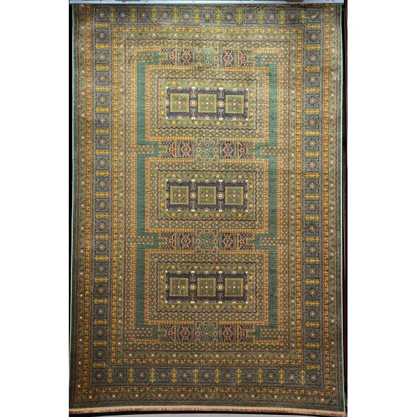 Turkish Bukhara QUADRA Afghani Rug KR67B green navy Size 300*500