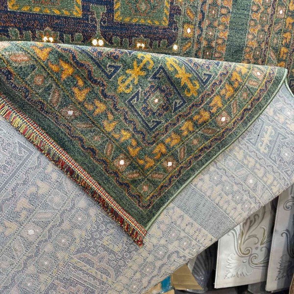 Turkish Bukhara QUADRA Afghani Rug KR67B green navy Size 300*500