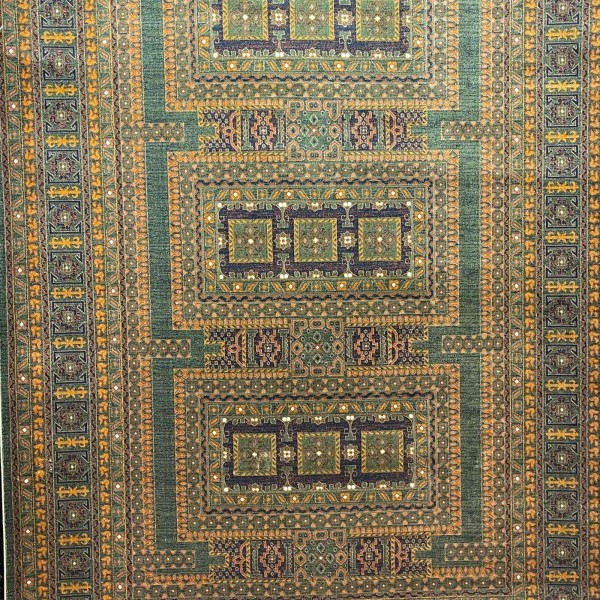 Turkish Bukhara QUADRA Afghani Rug KR67B green navy Size 300*500