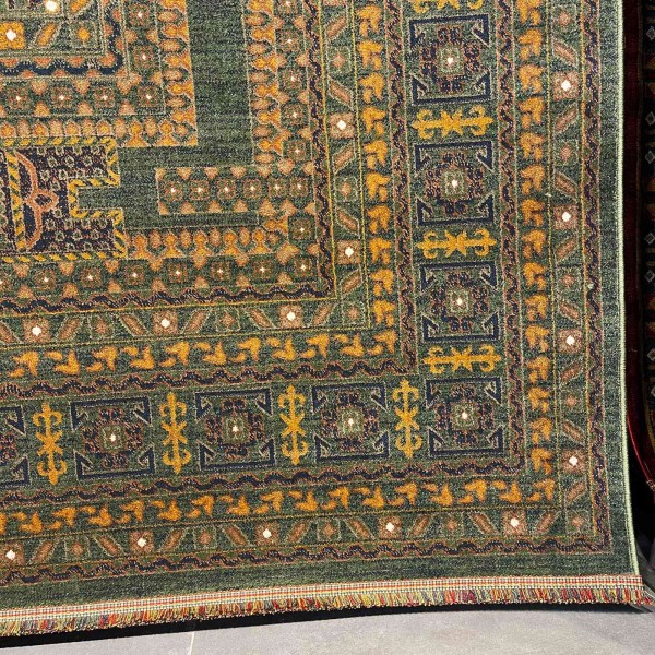Turkish Bukhara QUADRA Afghani Rug KR67B green navy Size 300*500