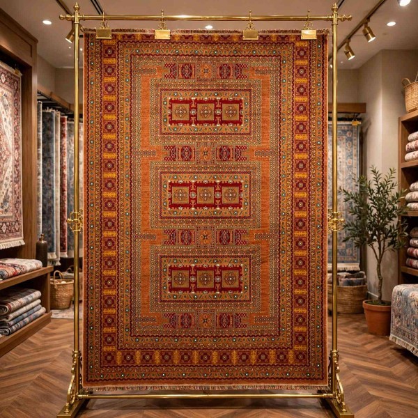 سجاد تركي بخارى كوادر افغاني KR67B تيلا عنابي مقاس 100*300