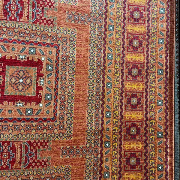 سجاد تركي بخارى كوادر افغاني KR67B تيلا عنابي مقاس 100*300