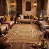 Turkish Bukhara QUADRA Afghani Rug KR67B YELLOW BROWN Size 300*400