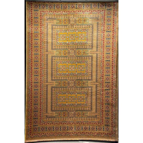 Turkish Bukhara QUADRA Afghani Rug KR67B YELLOW BROWN Size 300*400