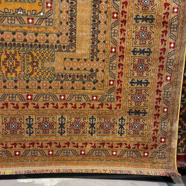 Turkish Bukhara QUADRA Afghani Rug KR67B YELLOW BROWN Size 300*400