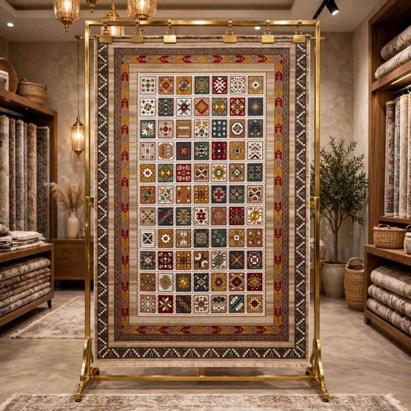 Turkish Bukhara QUADRA Afghani Rug KS87A BEIGE BROWN Size 80*150