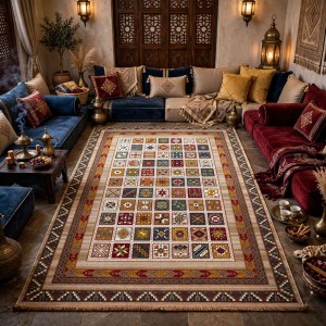 Turkish Bukhara QUADRA Afghani Rug KS87A BEIGE BROWN Size 80*150