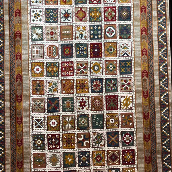 Turkish Bukhara QUADRA Afghani Rug KS87A BEIGE BROWN Size 80*150