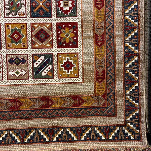 Turkish Bukhara QUADRA Afghani Rug KS87A BEIGE BROWN Size 80*150