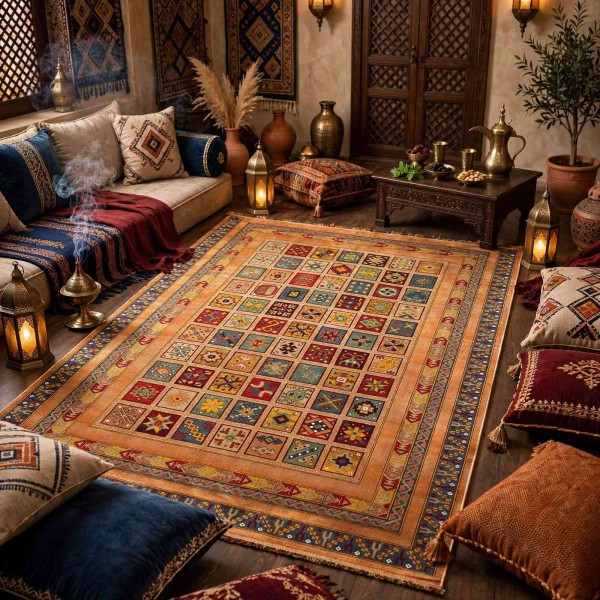 Turkish Bukhara QUADRA Afghani Rug KS87A BROWN YELLOW Size 250*350