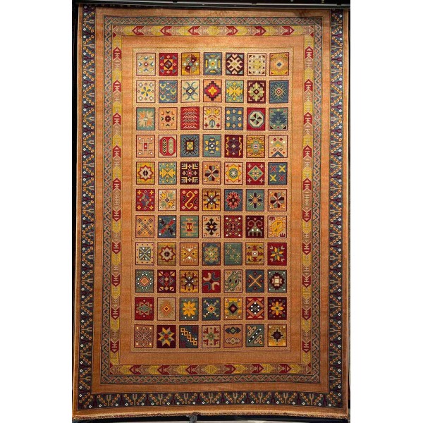 Turkish Bukhara QUADRA Afghani Rug KS87A BROWN YELLOW Size 250*350
