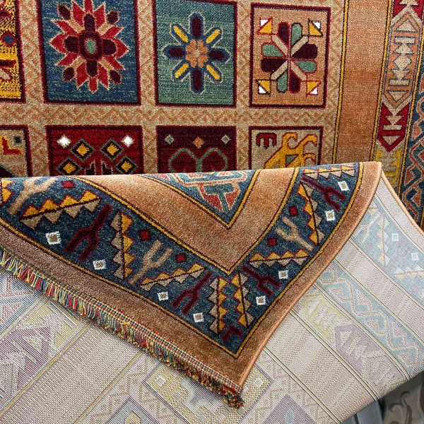 Turkish Bukhara QUADRA Afghani Rug KS87A BROWN YELLOW Size 250*350