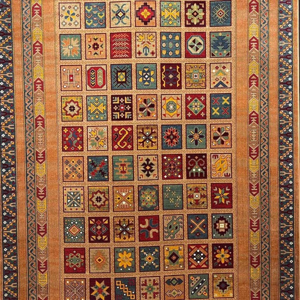 Turkish Bukhara QUADRA Afghani Rug KS87A BROWN YELLOW Size 250*350