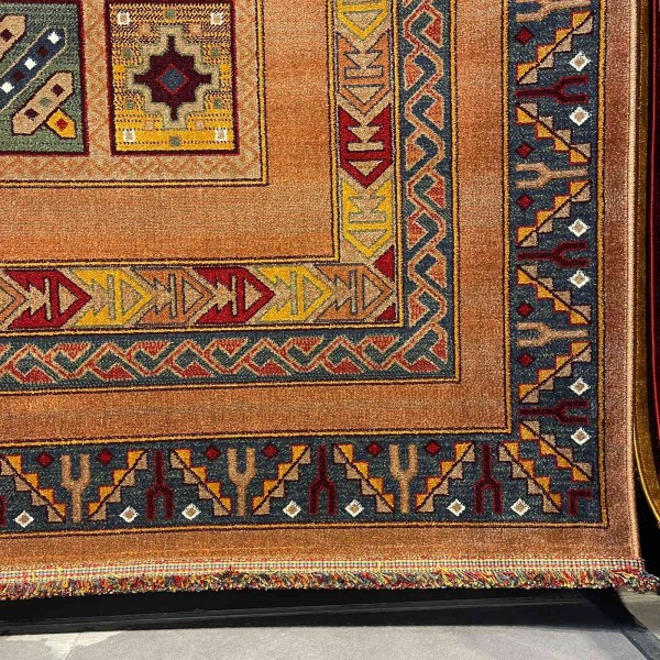 Turkish Bukhara QUADRA Afghani Rug KS87A BROWN YELLOW Size 250*350
