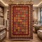 سجاد تركي بخارى السجاد التراثي الافغاني كوادر KS87A عنابي اصفر مقاس 50*80