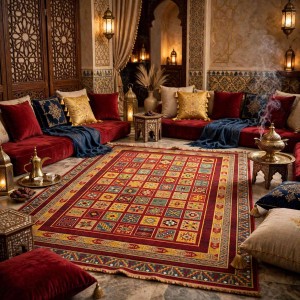 سجاد تركي بخارى السجاد التراثي الافغاني كوادر KS87A عنابي اصفر مقاس 100*300