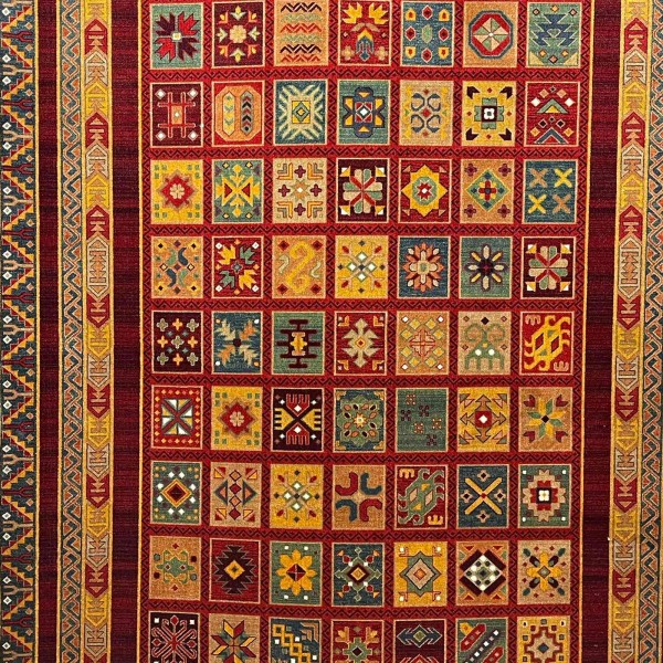 سجاد تركي بخارى السجاد التراثي الافغاني كوادر KS87A عنابي اصفر مقاس 200*300