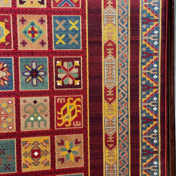 سجاد تركي بخارى السجاد التراثي الافغاني كوادر KS87A عنابي اصفر مقاس 200*300