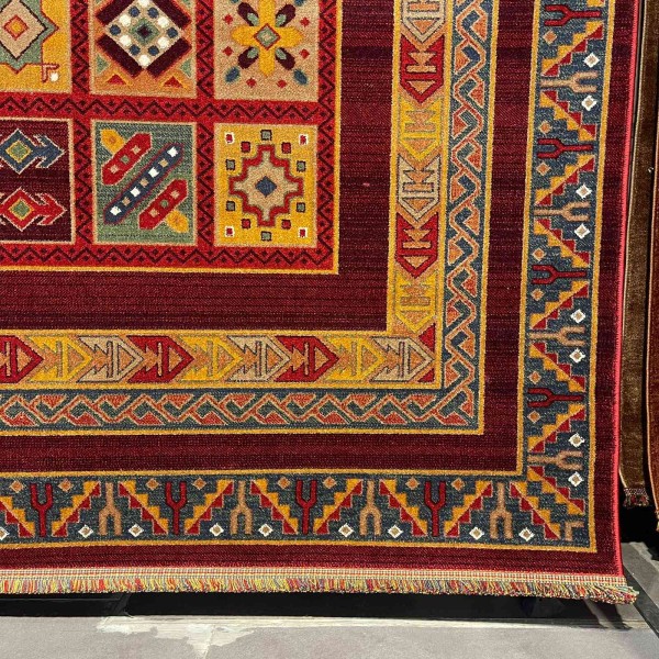 سجاد تركي بخارى السجاد التراثي الافغاني كوادر KS87A عنابي اصفر مقاس 200*300