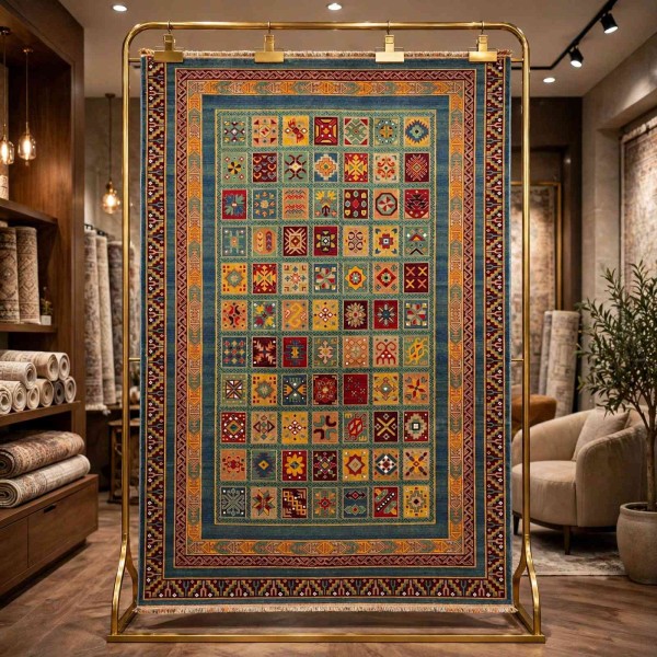 سجاد تركي بخارى السجاد التراثي الافغاني كوادر KS87A اخضر اصفر مقاس 300*400