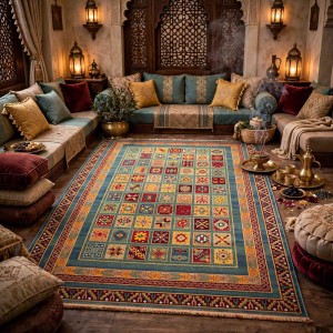 سجاد تركي بخارى السجاد التراثي الافغاني كوادر KS87A اخضر اصفر مقاس 300*400