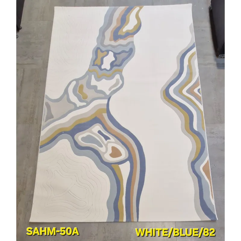 Turkish rug sahm F0750A WHITE BLUE size 80*150