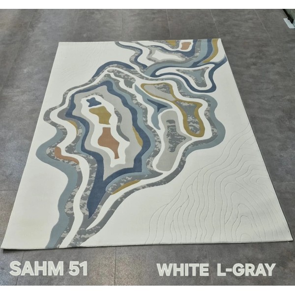 Turkish rug sahm OC551A white Light gray size 400*500