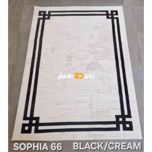 Turkish rug framed Sofia 66 cream and black size 80*150