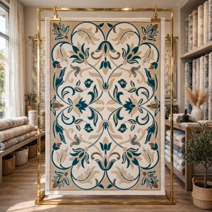 antalya Rug French Turkish Design P0058B cream blue 250*350
