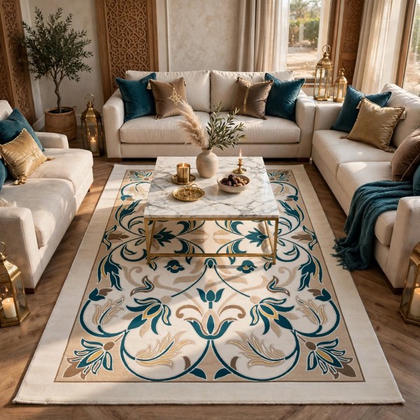 antalya Rug French Turkish Design P0058B cream blue 250*350