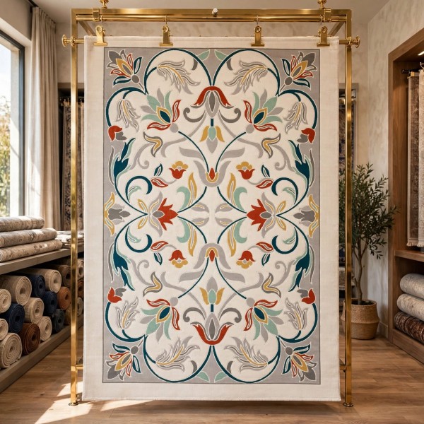 antalya Rug French Turkish Design P0058A Cream light gray 50*80