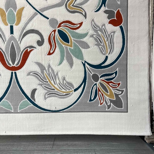 antalya Rug French Turkish Design P0058A Cream light gray 50*80