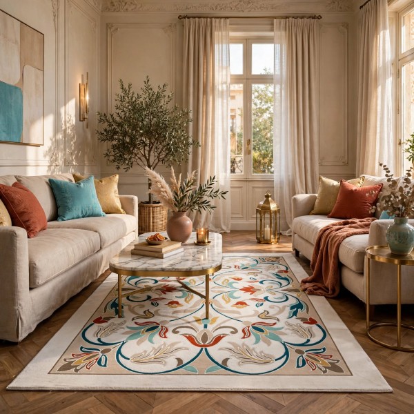 antalya Rug French Turkish Design P0058A TERRA CREAM 150*220