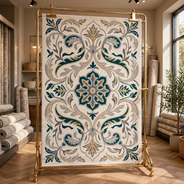 antalya Rug French Turkish Design P0059A BLUE CREAM 250*350