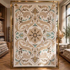 antalya Rug French Turkish Design P0059A GREEN CREAM 80*150