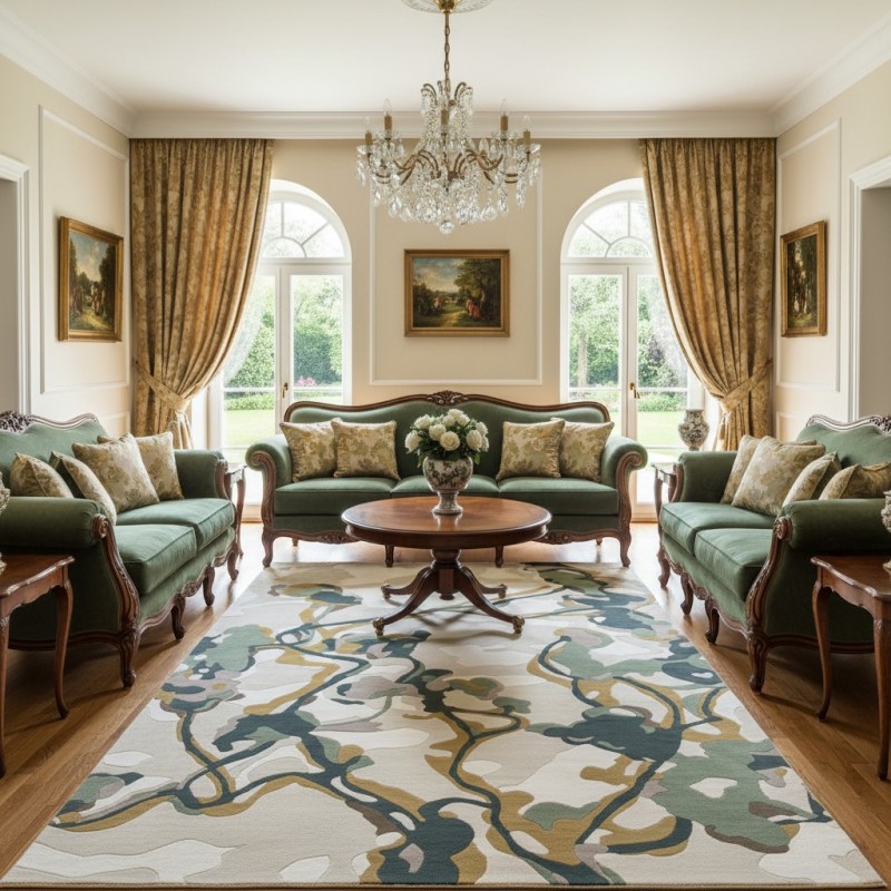 Turkish AURA Carpet D0654A green Size 200*300 Turkish AURA Carpet D0654A green Size 200*300