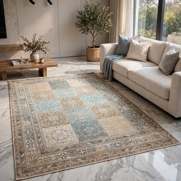 سجاد مكناس بوهيمي تركي OL406C بني مقاس 250*350