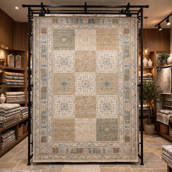 سجاد مكناس بوهيمي تركي OL406C كريم مقاس 150*220