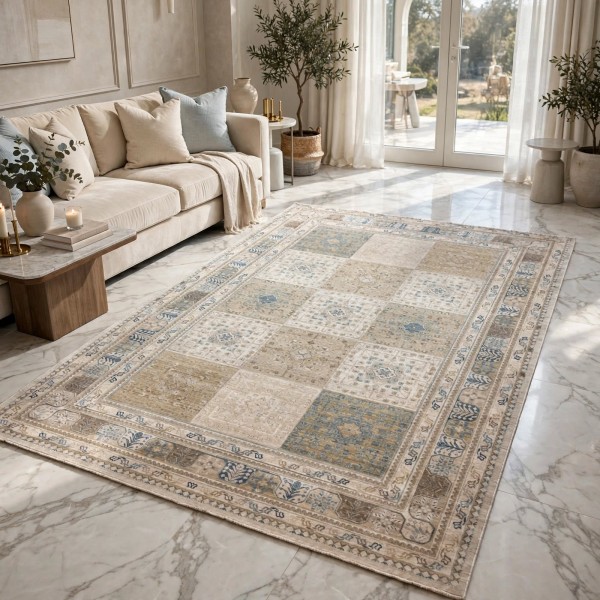سجاد مكناس بوهيمي تركي OL406C كريم مقاس 150*220