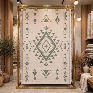 Modern olaya Turkish rugs R0409A GREEN Size 100*200