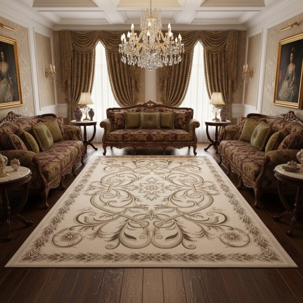 Turkish OPAL Carpet 9661D  WHITE BEIGE Size 150*220