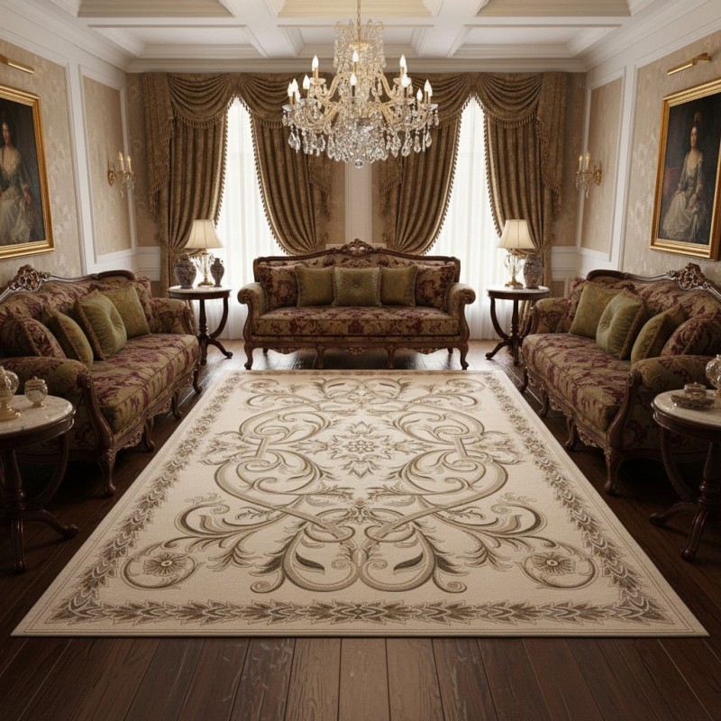 Turkish OPAL Carpet 9661D  WHITE BEIGE Size 250*350
