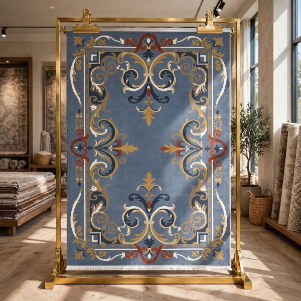 Turkish rug SEOUL French pattern FG7247 Light blue size 80*150